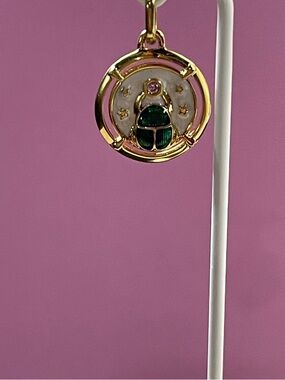 Pandora Gold and Green Scarab Charm Pendant